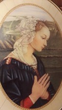 Arte Sacra Vintage Quadro Ovale Madonna In Preghiera