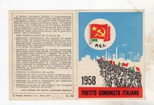 TESSERA POLITICA PCI P.C.I  1958 FERRARA G. MAGONI  PARTICO COMUNISTA ITALIANO