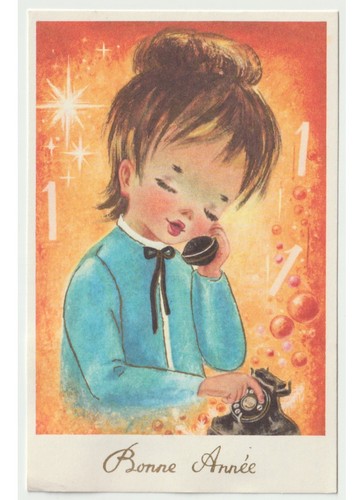 Bambina telefono cartolina - bambina,