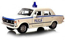 Modellino auto Fiat 125p polizia polacca giocattolo bianco pressofuso scala 1:34-1:39 Welly