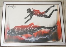 ♥ SAGE VERNIS (GINO FALZON) QUADRO TECNICA MISTA SU CARTA 1974 50X70 cm