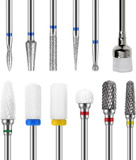 Punte Fresa Unghie Set Kit da 12 Pz da Trapano per Limare Pedicure Manicure