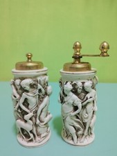 Porta Pepe e Sale Antico avorio Osso e Ottone ORIGINALE VINTAGE Anni 60