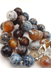 AGATA AFRICANA  COLLANA GIROCOLLO PIETRE MULTICOLORE  , PERLE MULTISFACCETTATE