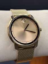 MOVADO BOLD 44MM YELLOW GOLD PLATED DIAMOND DIAL MARKERS MEN'S WATCH 3600460