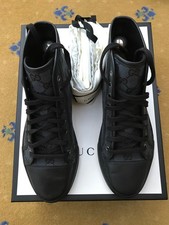 Gucci scarpe da ginnastica sneakers alte tela monogramma nero uomo UK 6 US 7 EU 40
