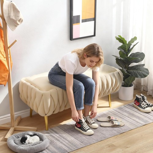 Panca velluto con gambe in - in,
