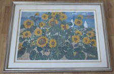 LITOGRAFIA MICHELE CASCELLA CAMPO DI GIRASOLI CON MARINA SU SFONDO 90 X 67(TI-C)