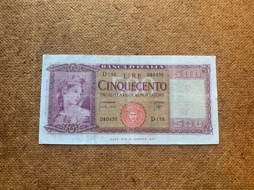 Banconota 500 lire - , ornata