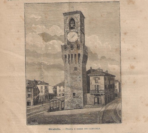 Stampa antica stradella piazza - stampa,