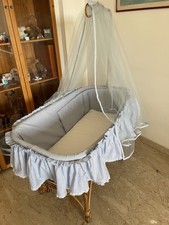 culla in vimini vintage Anni 80 Bambini Neonati Lettino Culla ruote