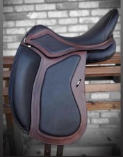 Nuova sella da dressage in pelle albero in legno misura 17" pollici/taglia tutti