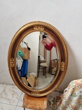 Specchio Rotondo Cornice Legno