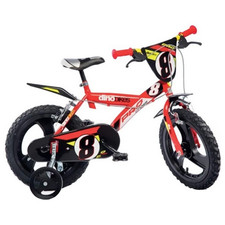 Bici Bambino Ruota 16" Dino Bike Rossa Pro Cross Serie 23 Con Rotelle