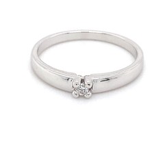 Anello 585/- Oro Bianco con 1