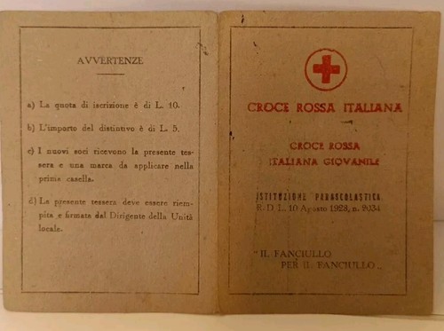 Tessera croce rossa italiana - tessera,