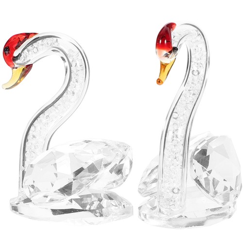 Red crystal swan craft statue - crystal,