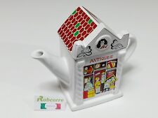 Teiera Lattiera Zuccheriera a Forma di Casa Ufficio Vintage Ceramica Bianca The