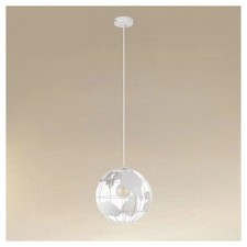 LAMPADARIO A SOSPENSIONE MAPPAMONDO E27 IN METALLO BIANCO SFERA GLOBO SOSPESO 33