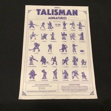 Talismano Gioco da Tavolo Vintage 2° Edizione Miniature Ufficiale Foglio Pubblicità