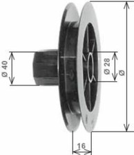PULEGGIA TAPPARELLE MINI PLASTICA INFISSI PALO 40MM D.190 CUSCINETTO F.28