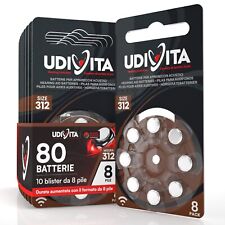 80 Batterie PILE UDIVITA 312 per Apparecchi Acustici PROTESI udito misura PR41