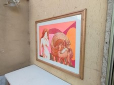 ACQUATINTA ACQUAFORTE LITOGRAFIA ALIGI SASSU DONNA NUDO CON CAVALLO + CORNICE