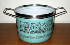 PENTOLA SILTAL smaltata decoro egizio stile Carla Agnelli - Vintage modernariato