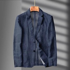 Blazer lino blu navy uomo