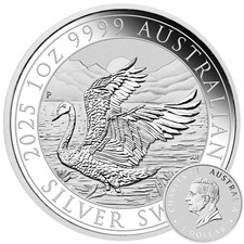 Cigno 2025 moneta d'argento 1 oz argento Ag 999,9 Silver Swan Perth Mint Australia