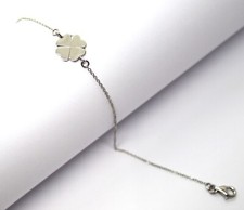 18k White Gold Clover Chain