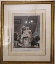 Erotica "L'Indiscretion" e "La Comparison" Janinet incisione Napoleone III 1870 