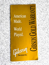 Scheda garanzia Gibson chitarra acustica vintage oro ottima