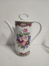 Caffettiera  vintage DEPOS In Porcellana England Roses dipinto a mano oro