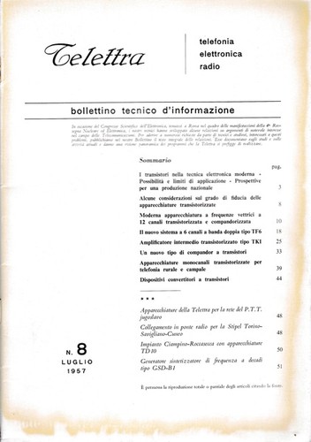 Telettra bollettino tecnico - bollettino,