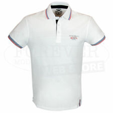 Polo uomo Baci Abbracci manica corta con logo frontale e profili rigati -BAM4283