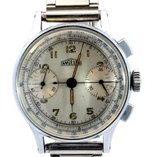 Orologio Da Polso Vintage Angelus Automatico Militare Cronografo Acciaio Inox Ref285