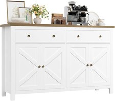 Credenza cucina grande bianca 4 ante 2 cassetti ripiani regolabili portaoggetti