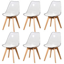 Set di 6 Sedie Trasparenti in Policarbonato Sedie Cucina Con PU Cucino Bianco
