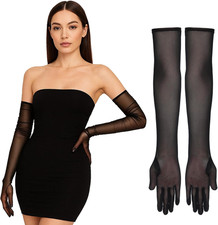 Guanti Lunghi Neri Velati