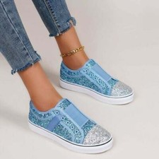 Donna Slip On Scintillante Blu