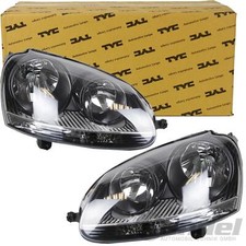 2X TYC FARI ANTERIORI DESTRO E SINISTRO NERI Per VW GOLF 5 JETTA Con LWR
