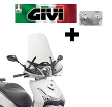 Parabrezza + KIT MONTAGGIO SYM HD 300 2019 2020 2021 2022 2023 2024 49x66 GIVI
