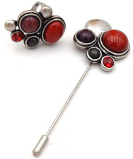 PARURE ANELLO E SPILLONE IN STILE ETNICO - DETTAGLI CERAMICA SMALTATA