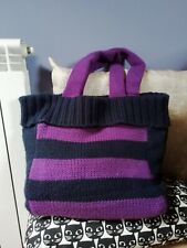 Borsa invernale OVS, grande, due manici, in lana artificiale, blu e viola