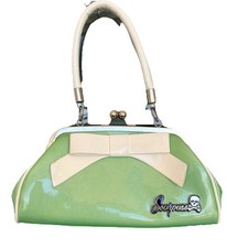Borsa Sourpuss Kiss Lock verde floozy con fiocco nastro Rockabilly pinup retrò funky