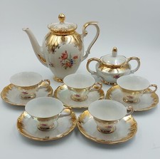 Tirschen Bavaria Servizio da caffè in porcellana madreperlato oro e floreale