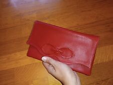 Borsa Pochette Vera Pelle Rossa Da Sera Vintage A Mano Postina 23*13cm Borsetta