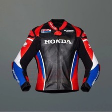 New Honda Motorcycle Leather Racing Jacket Black Men Biker Motorsports Armor Ce