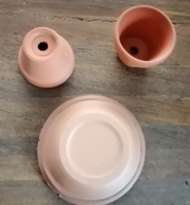 LOTTO 3 MINI OGGETTI IN TERRACOTTA 2 VASI + 1 PIATTO SOTTOVASO